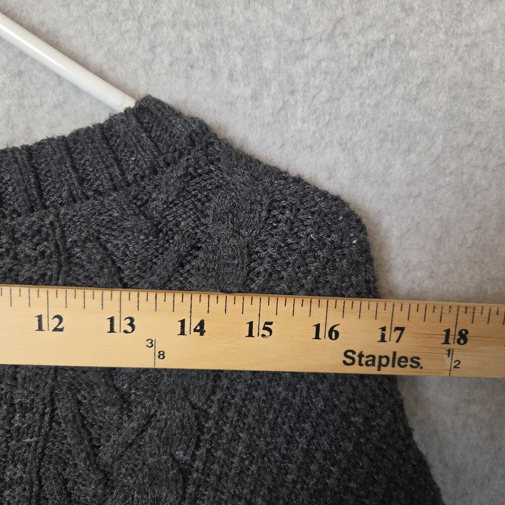 Karen Hart Charcoal Gray Cable Knit LS Drop Shoulder Sweater Women's Large - Picture 10 of 12